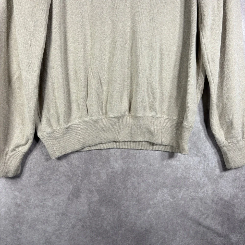 Polo Ralph Lauren Sweater Mens Size Large Beige Crewneck Cotton Pony Logo Preppy